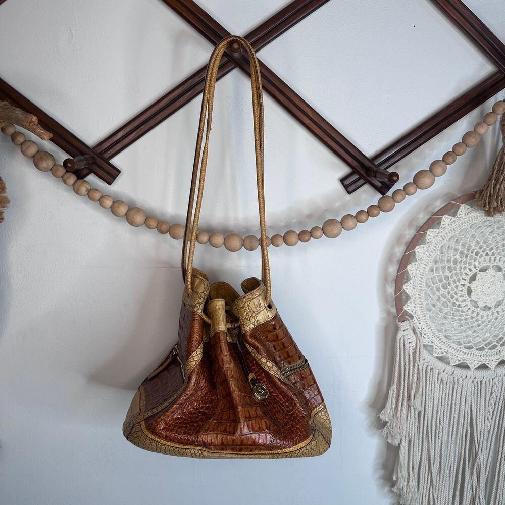 Brahmin Crocodile Embossed Bucket Bag
